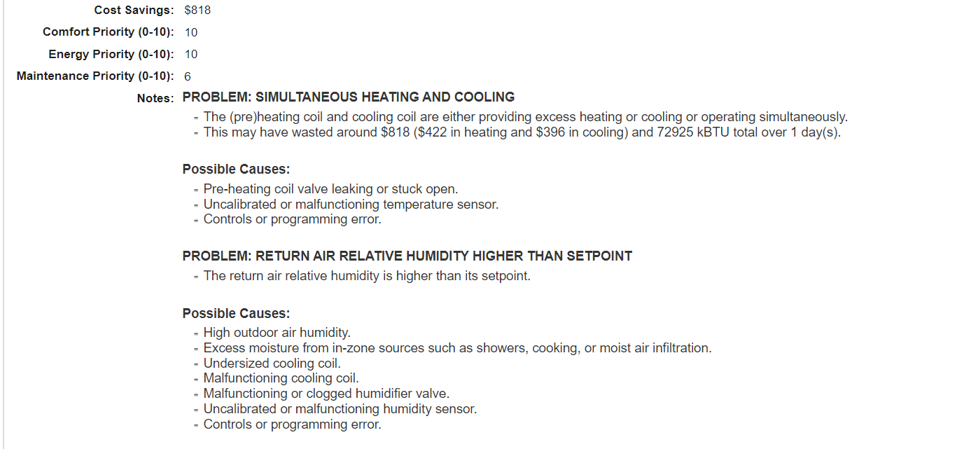 Simultaneous heating and cooling diagnostics example