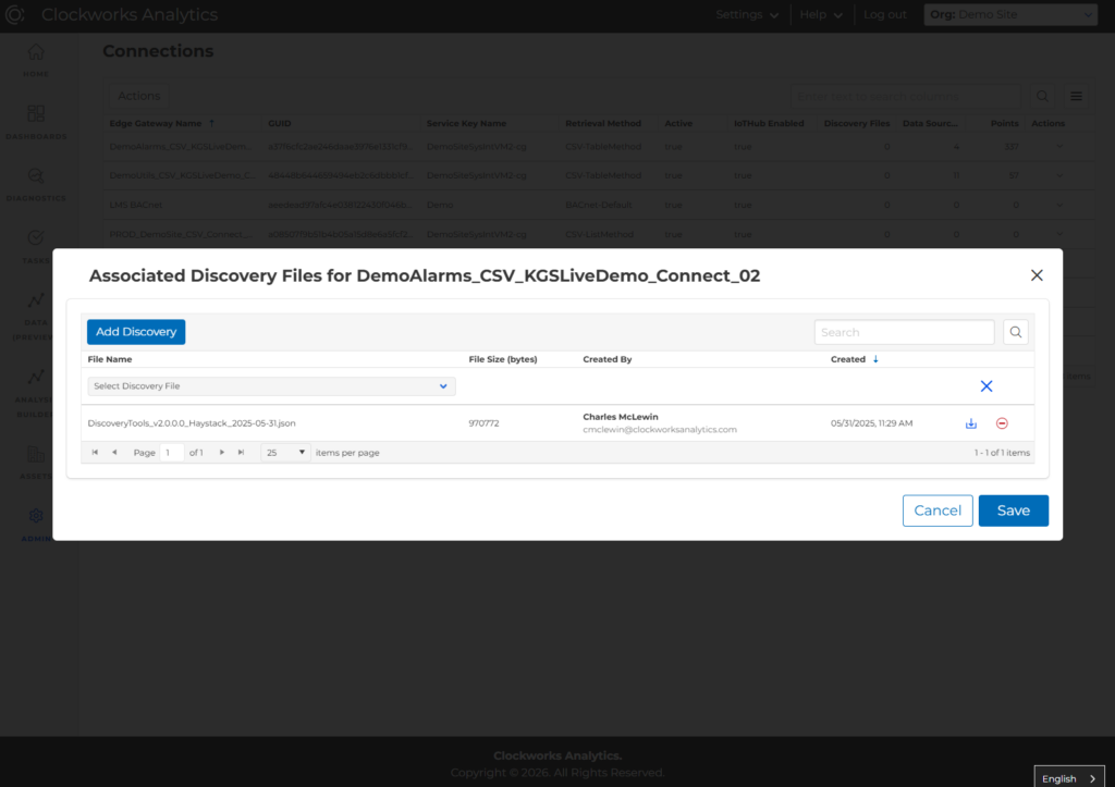 Upload - Discovery File to Edge Gateway