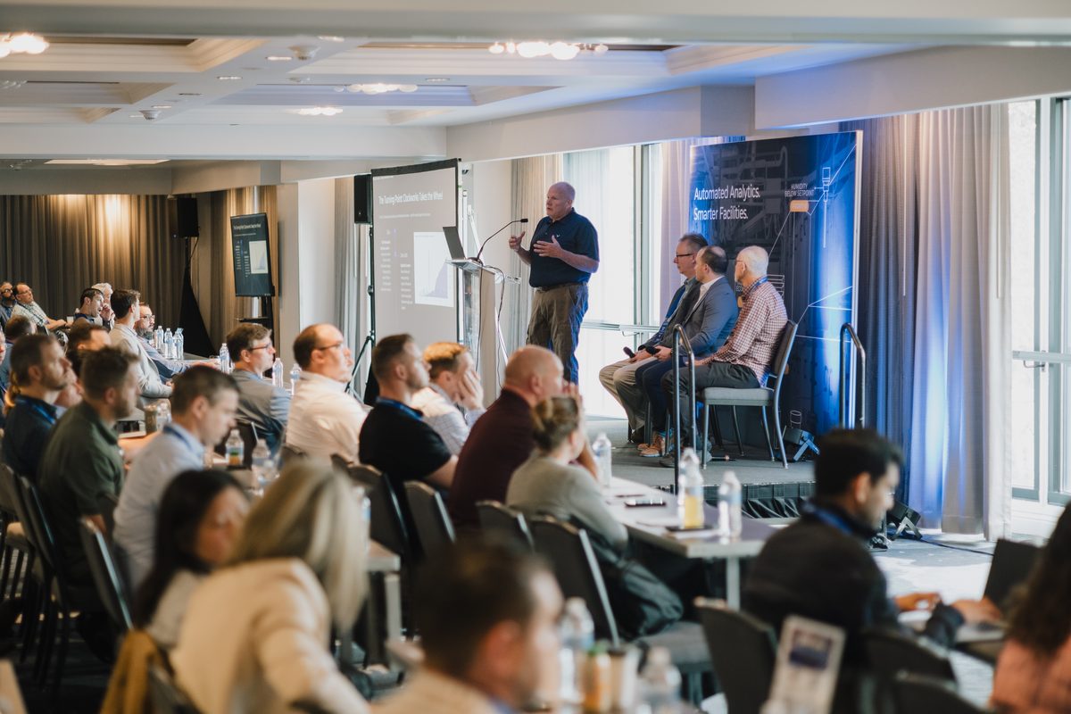 Clients and partners listening to a panel session at Clockworks Client Summit 2026 in Pittsburgh